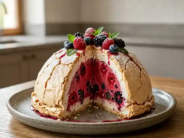Bombe glacée meringuée aux fruits rouges - Photo de présentation