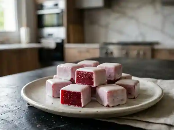 Bonbons de fruits maison au blanc glacé : douceur fruitée et fondante - Photo de présentation