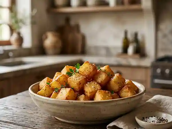 Cubes de pommes de terre dorés et croustillants - Photo de présentation