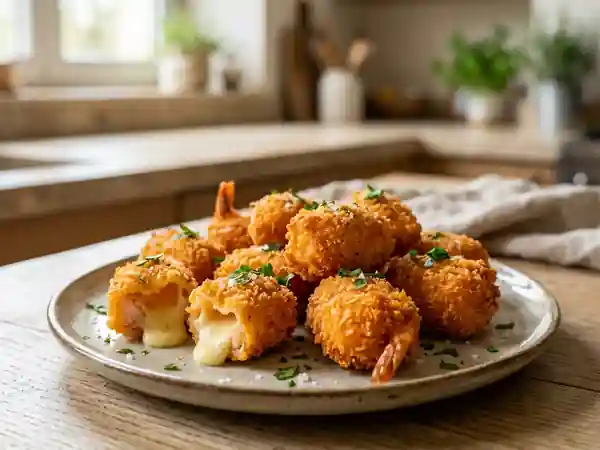 Bouchées de scampi croustillantes à la mozzarella fondante - Photo de présentation