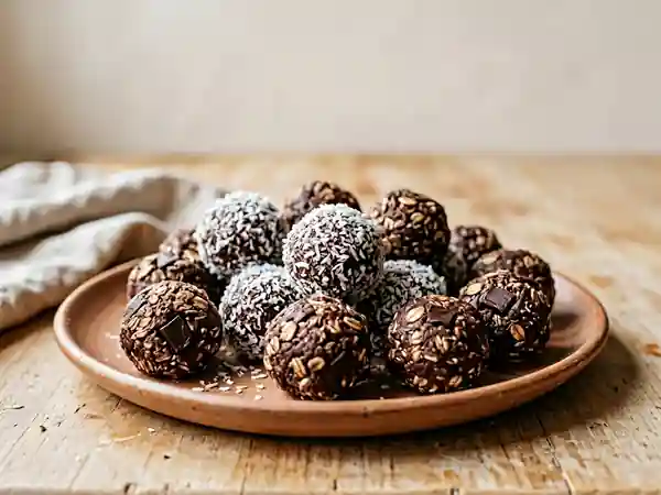 Bouchées fondantes coco-chocolat protéinées - Photo de présentation