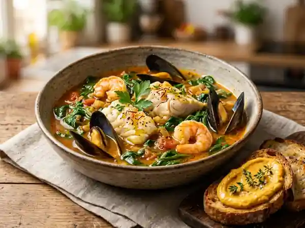 Bouillabaisse d'épinards savoureuse et réconfortante - Photo de présentation