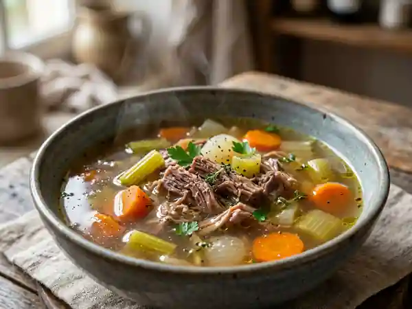 Bouillon de légumes au bœuf maison : recette savoureuse et réconfortante - Photo de présentation