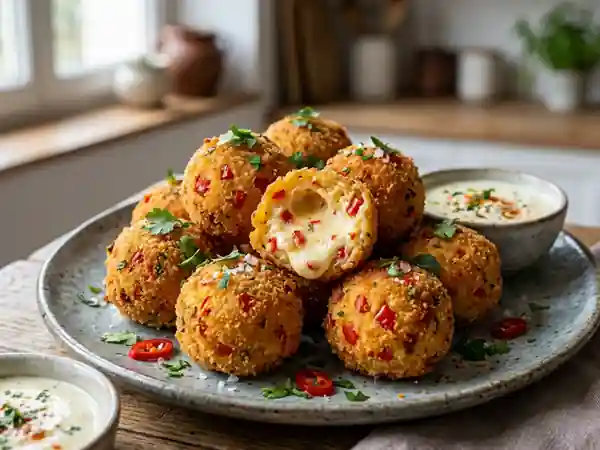 Boulettes de fromage fondantes aux poivrons et piments relevés - Photo de présentation