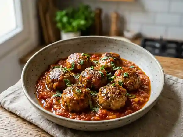 Boulettes de viande légères à la sauce tomate maison - Photo de présentation