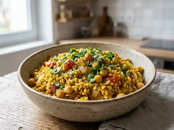 Boulgour épicé aux pois chiches et coriandre - Photo de présentation