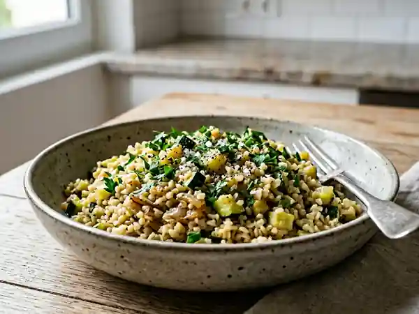 Boulgour fondant aux courgettes et ail - Photo de présentation