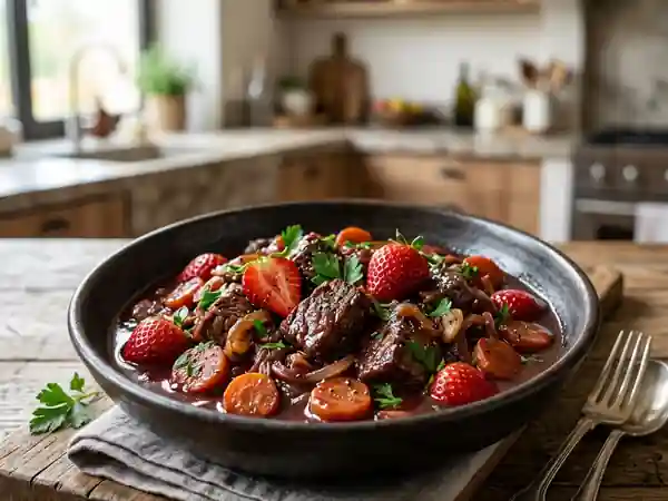 Bœuf bourguignon aux fraises et kirsch - Photo de présentation