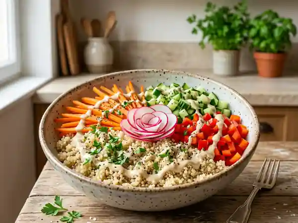 Bowl quinoa croquant et crème de tahini - Photo de présentation