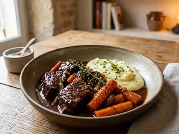 Braisé de bœuf fondant aux carottes caramélisées - Photo de présentation