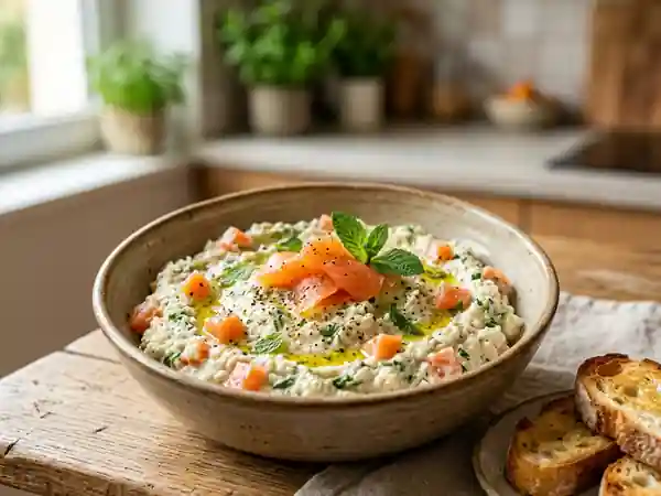 Brandade onctueuse saumon fumé, chèvre et menthe - Photo de présentation