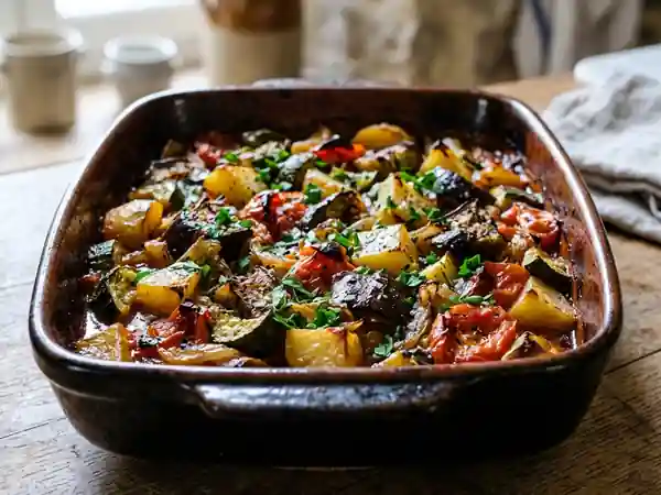 Briam grec traditionnel : légumes rôtis savoureux - Photo de présentation