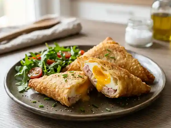 Bricks croustillants au jambon et œufs fondants : recette facile et rapide - Photo de présentation