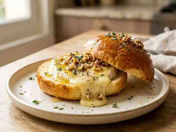 Brioche rôtie au chèvre, miel et noix craquantes - Photo de présentation