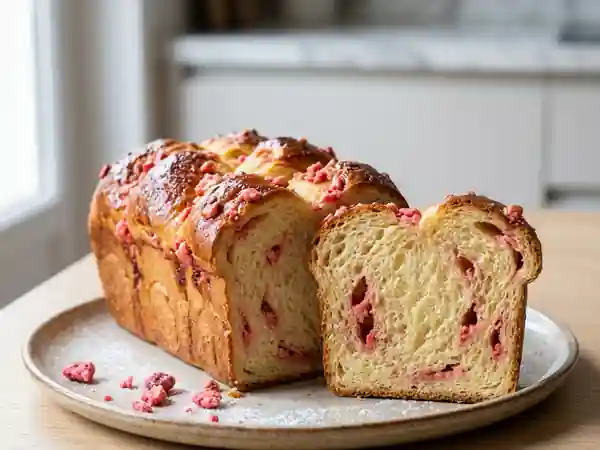 Brioche moelleuse aux pralines roses : recette gourmande et facile - Photo de présentation