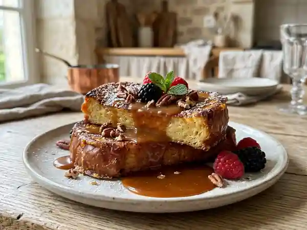 Brioche perdue fondante au caramel ambré - Photo de présentation