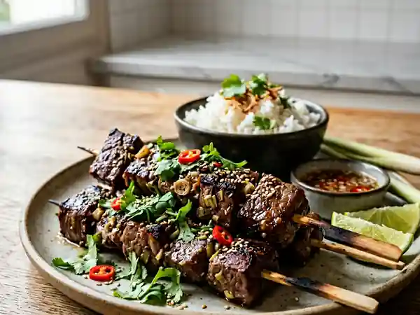Brochettes de bœuf grillées à la citronnelle - Photo de présentation