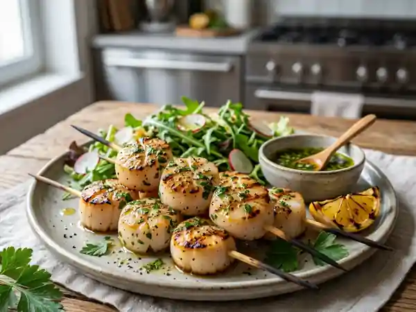 Brochettes de Coquilles Saint-Jacques Grillées à la Provençale - Photo de présentation
