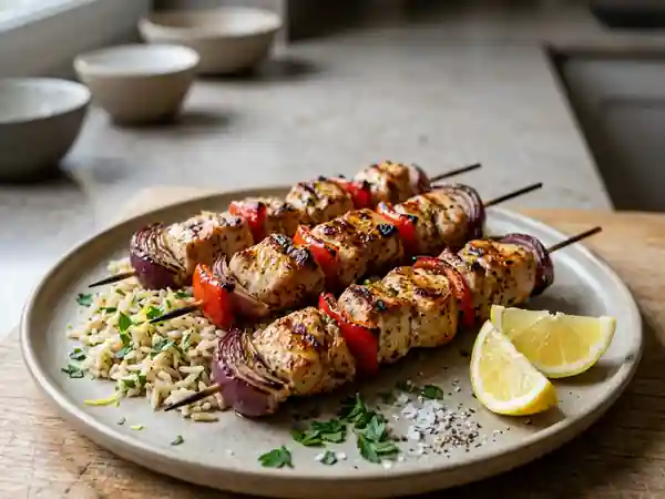 Brochettes de dinde marinées grillées, recette facile et savoureuse - Photo de présentation