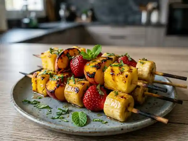 Brochettes de fruits grillés sucrées pour barbecue - Photo de présentation