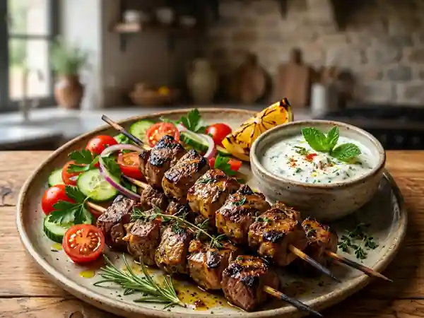 Brochettes de gigot d'agneau fondantes - Photo de présentation