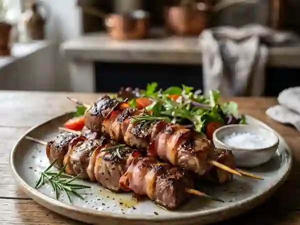 Brochettes de Mouton au Lard Fumé et Romarin - Photo de présentation