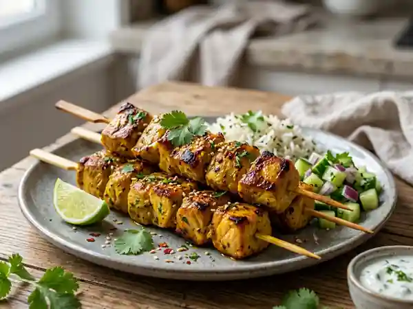 Brochettes de porc fondantes au curry - Photo de présentation