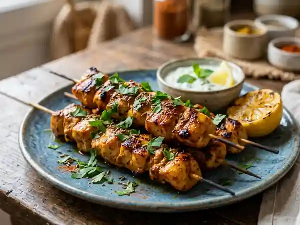 Brochettes de poulet aux épices orientales - Photo de présentation