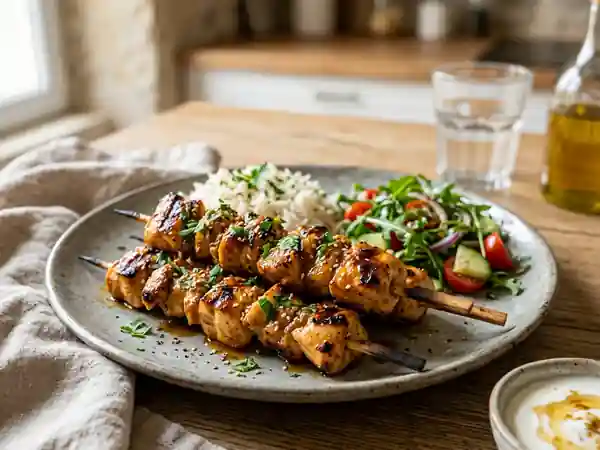 Brochettes de poulet mariné aux épices douces, recette facile et savoureuse - Photo de présentation