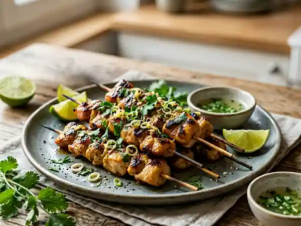 Brochettes de poulet gingembre et citronnelle - Photo de présentation