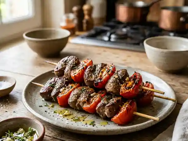 Brochettes de rognons fondants au thym - Photo de présentation
