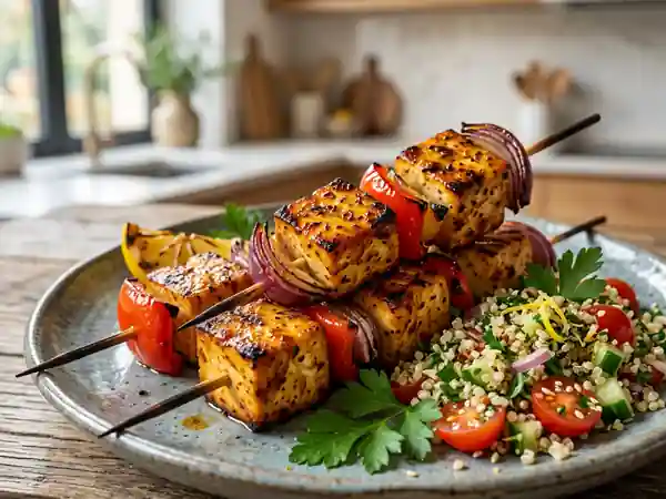 Tofu grillé laqué au miel et épices douces - Photo de présentation