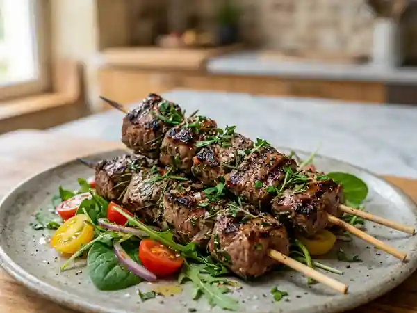 Brochettes de veau fondantes au romarin - Photo de présentation