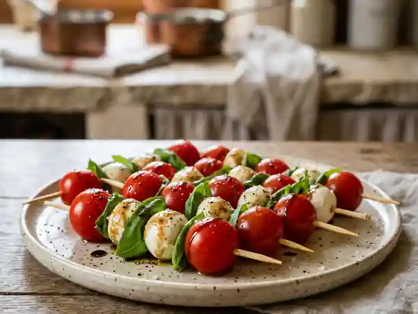 Billes Caprese Fondantes au Basilic Frais - Photo de présentation