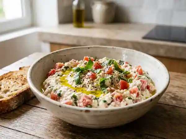 Brousse onctueuse aux tomates et basilic frais - Photo de présentation