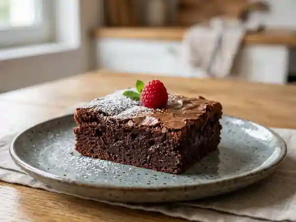 Brownies légers moelleux au chocolat pour une personne - Photo de présentation