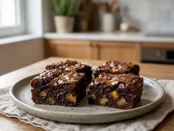 Brownie fondant chocolat et dés d'ananas - Photo de présentation