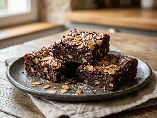 Brownies moelleux au chocolat et amandes, parfumés à la cannelle - Photo de présentation