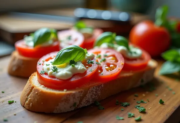 Bruschetta gourmande au carré frais et tomates fraîches