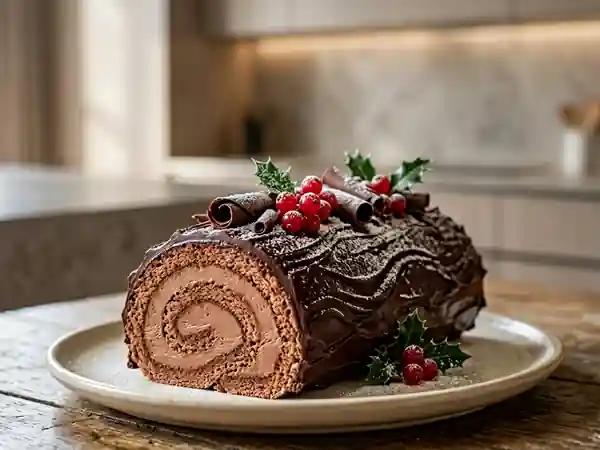 Bûche au chocolat fondante et gourmande pour une personne - Photo de présentation