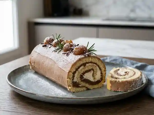 Bûche de Noël à la Crème de Marrons Maison - Photo de présentation