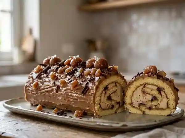 Bûche de Noël aux Marrons et Chocolat Fondant - Photo de présentation