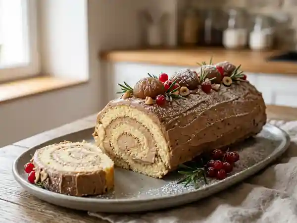 Bûche fondante aux marrons et amandes - Photo de présentation