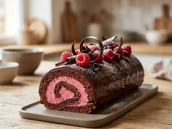 Bûche de Noël Chocolat Framboise Gourmande - Photo de présentation