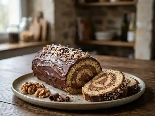 Bûche Fondante Noix et Chocolat Noir - Photo de présentation