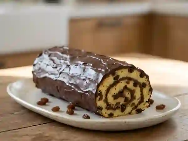 Bûche moelleuse raisins et ganache chocolat - Photo de présentation