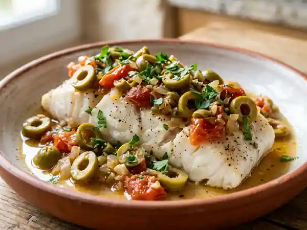 Cabillaud aux olives : recette savoureuse et facile - Photo de présentation