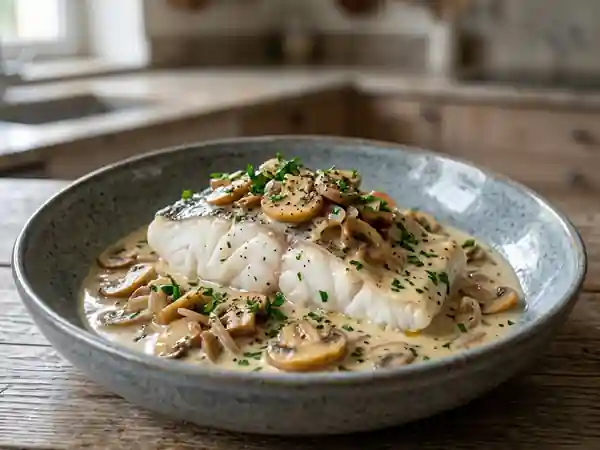 Cabillaud au Chablis et Champignons Fondants - Photo de présentation