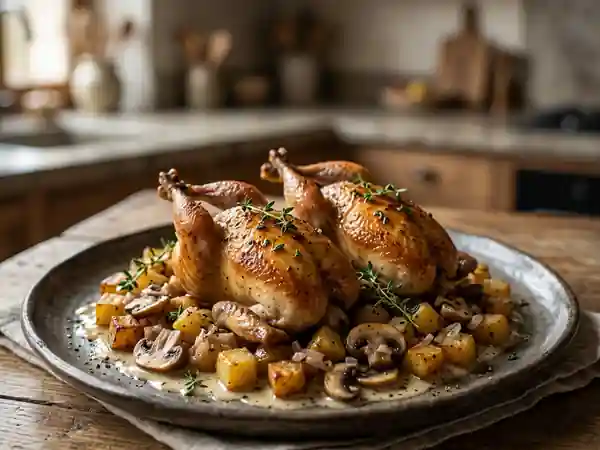 Cailles rôties aux saveurs d'automne : recette gourmande et parfumée - Photo de présentation