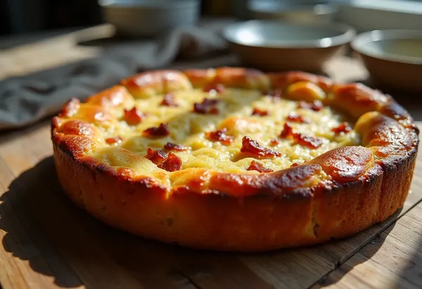 Cake apéritif moelleux aux oignons caramélisés et lardons fumés